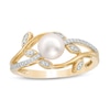 6.0mm Freshwater Cultured Pearl and 0.04 CT. T.W. Diamond Vines Ring in 10K Gold