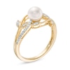 Thumbnail Image 2 of 6.0mm Cultured Freshwater Pearl and 0.04 CT. T.W. Diamond Vines Ring in 10K Gold