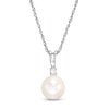 Thumbnail Image 1 of 7.0mm Freshwater Cultured Pearl and Lab-Created White Sapphire Pendant in Sterling Silver