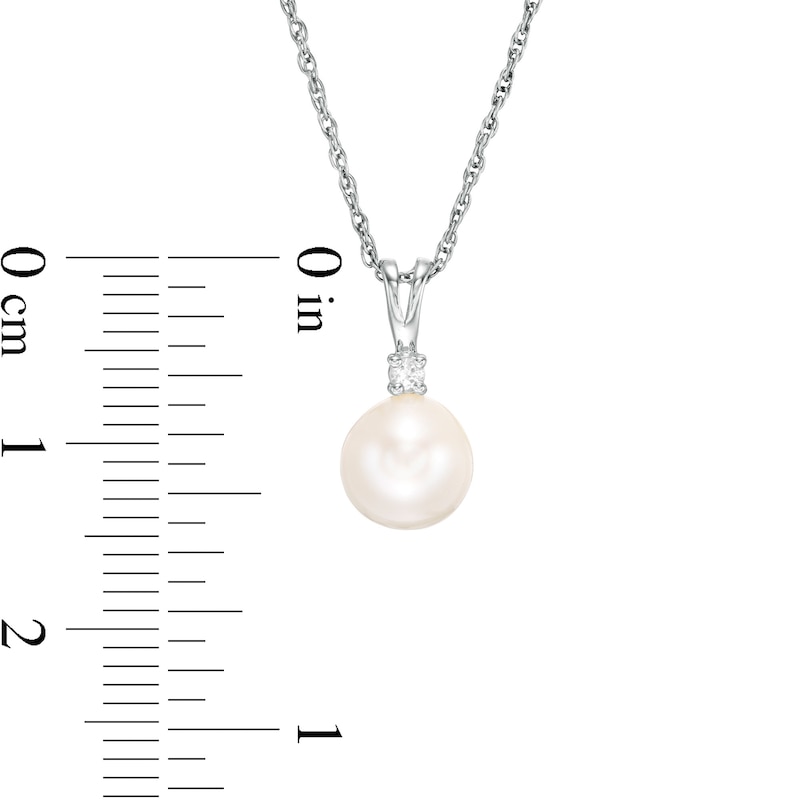 Main Image 3 of 7.0mm Freshwater Cultured Pearl and Lab-Created White Sapphire Pendant in Sterling Silver