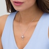 Thumbnail Image 1 of 6.0mm Cultured Freshwater Pearl and 0.04 CT. T.W. Diamond Cross Pendant in Sterling Silver
