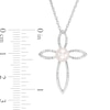 Thumbnail Image 2 of 6.0mm Cultured Freshwater Pearl and 0.04 CT. T.W. Diamond Cross Pendant in Sterling Silver