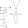 Thumbnail Image 3 of 6.0mm Freshwater Cultured Pearl and 0.04 CT. T.W. Diamond Cross Pendant in Sterling Silver