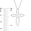 Thumbnail Image 2 of 6.0mm Cultured Freshwater Pearl and 0.04 CT. T.W. Diamond Cross Pendant in Sterling Silver