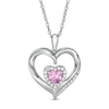 Thumbnail Image 1 of 5.0mm Heart-Shaped Lab-Created White and Pink Sapphire Double Heart Pendant in Sterling Silver