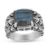 Enchanted Disney Men's 13.0mm Cushion-Cut Labradorite Oxidized Dragon Scales Ring in Sterling Silver - Size 10