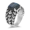 Thumbnail Image 1 of Enchanted Disney Men's 13.0mm Cushion-Cut Labradorite Oxidized Dragon Scales Ring in Sterling Silver - Size 10