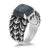 Thumbnail Image 1 of Enchanted Disney Men's 13.0mm Cushion-Cut Labradorite Oxidized Dragon Scales Ring in Sterling Silver - Size 10