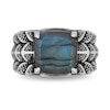 Thumbnail Image 2 of Enchanted Disney Men's 13.0mm Cushion-Cut Labradorite Oxidized Dragon Scales Ring in Sterling Silver - Size 10