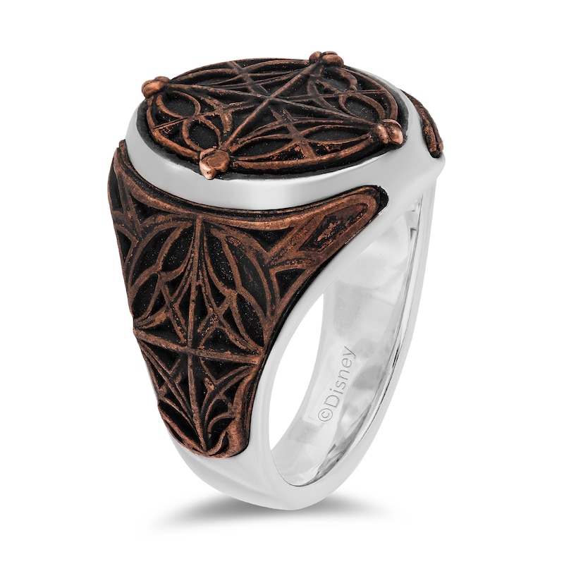 Enchanted Disney Men's Antique Copper Inlay Signet Ring in Sterling Silver - Size 10