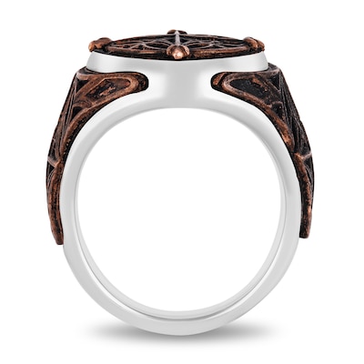 Enchanted Disney Men's Antique Copper Inlay Signet Ring in Sterling Silver - Size 10