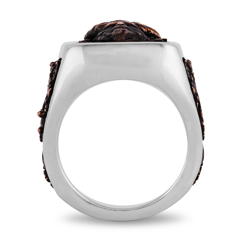 Main Image 4 of Enchanted Disney Men's Beast Square Signet with Antique Copper Inlay Ring in Sterling Silver - Size 10