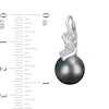 Thumbnail Image 3 of 9.0-9.5mm Baroque Black Tahitian Cultured Pearl and 0.16 CT. T.W. Diamond Swirl Drop Earrings in Sterling Silver