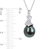 Thumbnail Image 3 of 9.0-9.5mm Baroque Black Tahitian Cultured Pearl and 0.085 CT. T.W. Diamond Swirl Pendant in Sterling Silver