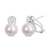 Thumbnail Image 1 of 11.0-12.0mm Freshwater Cultured Pearl and 5.0mm White Topaz Stud Earrings in Sterling Silver