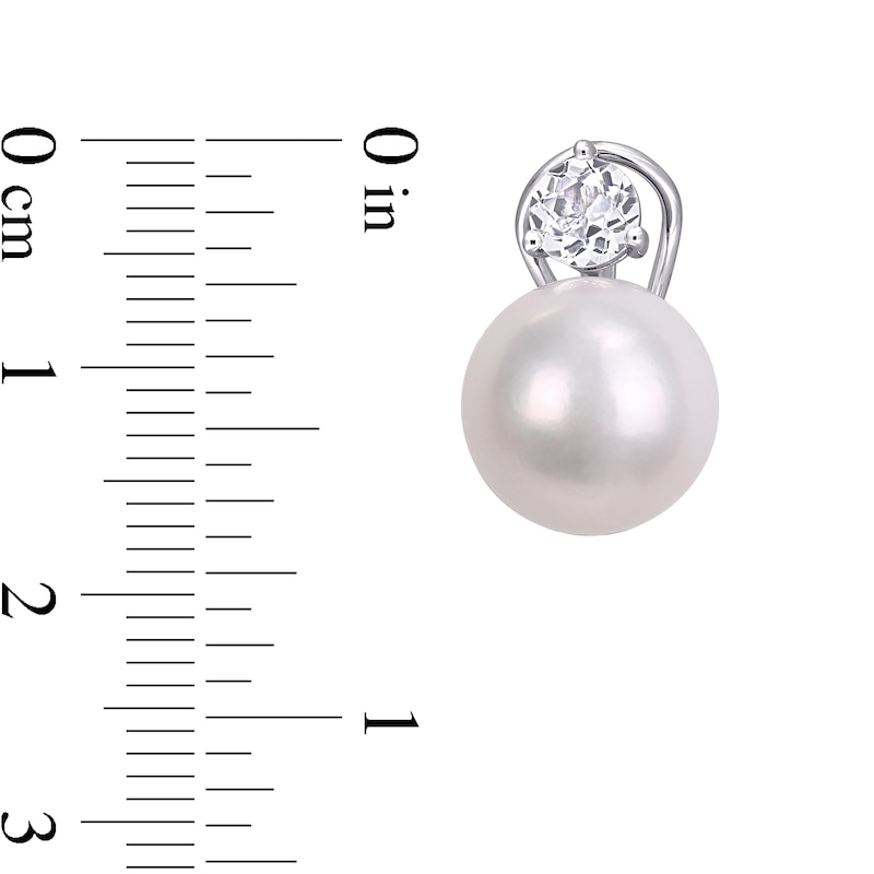 Main Image 3 of 11.0-12.0mm Freshwater Cultured Pearl and 5.0mm White Topaz Stud Earrings in Sterling Silver