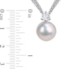 Thumbnail Image 2 of 11.0-12.0mm Cultured Freshwater Pearl and 5.0mm White Topaz Triple Strand Pendant in Sterling Silver