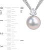 Thumbnail Image 3 of 11.0-12.0mm Freshwater Cultured Pearl and 5.0mm White Topaz Triple Strand Pendant in Sterling Silver