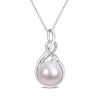 Thumbnail Image 0 of 11.0-12.0mm Cultured Freshwater Pearl, Lab-Created White Sapphire and Diamond Accent Pendant in Sterling Silver