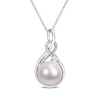 Thumbnail Image 1 of 11.0-12.0mm Freshwater Cultured Pearl, Lab-Created White Sapphire and Diamond Accent Pendant in Sterling Silver