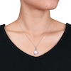 Thumbnail Image 2 of 11.0-12.0mm Freshwater Cultured Pearl, Lab-Created White Sapphire and Diamond Accent Pendant in Sterling Silver