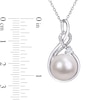 Thumbnail Image 3 of 11.0-12.0mm Freshwater Cultured Pearl, Lab-Created White Sapphire and Diamond Accent Pendant in Sterling Silver