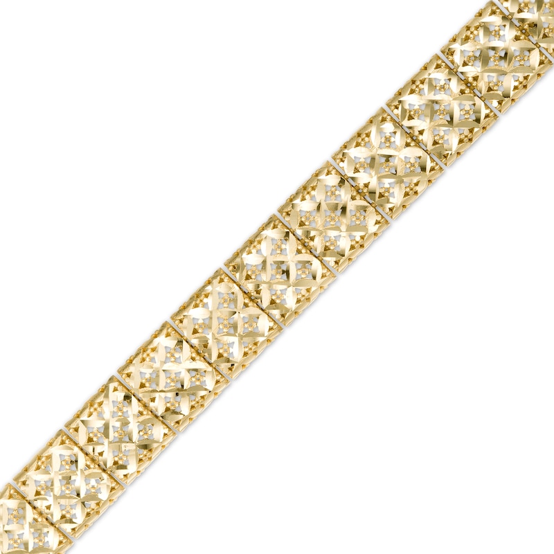6.2mm Diamond-Cut Rectangular Link Bracelet in Hollow 10K Gold - 7.25"|Peoples Jewellers