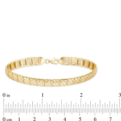 6.2mm Diamond-Cut Rectangular Link Bracelet in Hollow 10K Gold - 7.25"