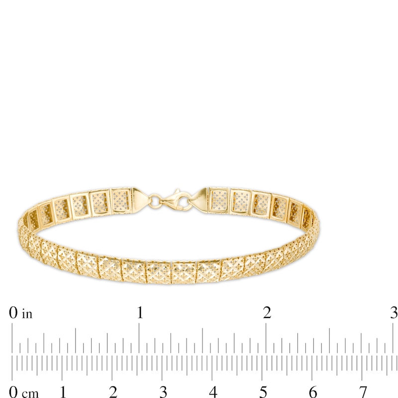6.2mm Diamond-Cut Rectangular Link Bracelet in Hollow 10K Gold - 7.25"