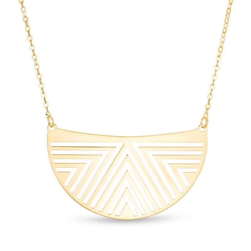 Main Image 1 of Geometric Cutout Crescent Necklace in 14K Gold