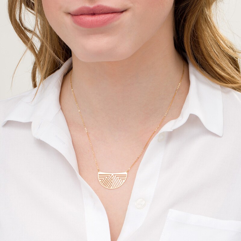 Main Image 2 of Geometric Cutout Crescent Necklace in 14K Gold