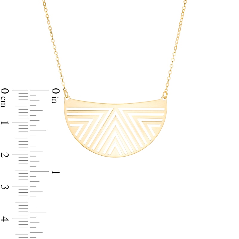 Geometric Cutout Crescent Necklace in 14K Gold