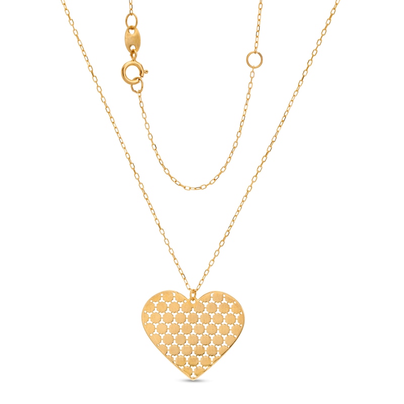 Made in Italy Lace Pattern Cutout Heart Pendant in 14K Gold|Peoples Jewellers