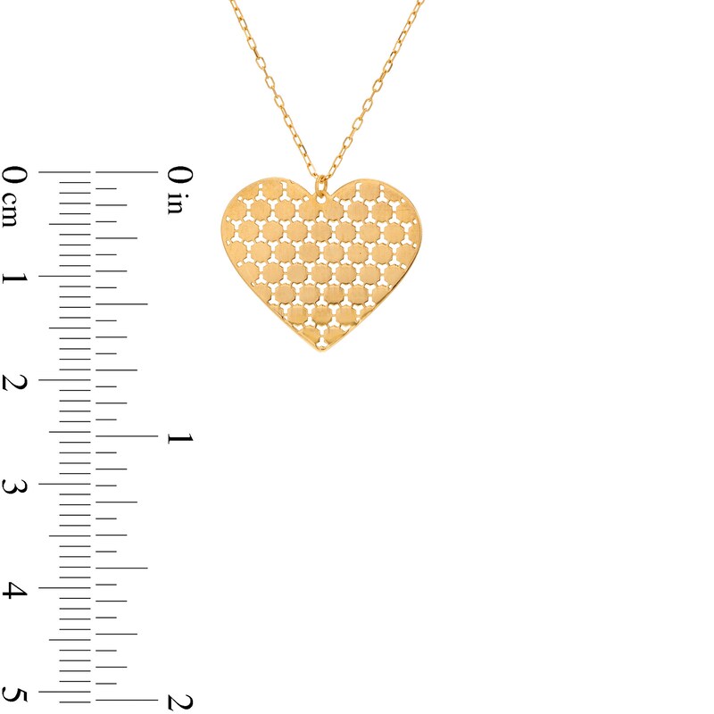 Made in Italy Lace Pattern Cutout Heart Pendant in 14K Gold