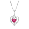 Thumbnail Image 0 of 6.0mm Lab-Created Ruby and White Sapphire Ribbon Heart Pendant in Sterling Silver