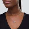 Thumbnail Image 1 of Lab-Created Ruby and Pink and White Sapphire Heart with Arrow Pendant in Sterling Silver and 14K Rose Gold Plate