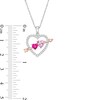 Thumbnail Image 3 of Lab-Created Ruby and Pink and White Sapphire Heart with Arrow Pendant in Sterling Silver and 14K Rose Gold Plate