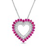 Lab-Created Ruby and White Sapphire Heart Outline Pendant in Sterling Silver