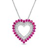 Thumbnail Image 0 of Lab-Created Ruby and White Sapphire Heart Outline Pendant in Sterling Silver