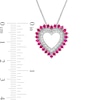 Thumbnail Image 2 of Lab-Created Ruby and White Sapphire Heart Outline Pendant in Sterling Silver