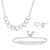 Thumbnail Image 0 of 0.30 CT. T.W. Diamond Heart Necklace, Bolo Bracelet and Stud Earrings Set in Sterling Silver