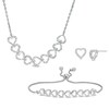 Thumbnail Image 1 of 0.30 CT. T.W. Diamond Heart Necklace, Bolo Bracelet and Stud Earrings Set in Sterling Silver