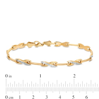 Diamond-Cut "X" Link Bracelet in 10K Two-Tone Gold - 7.25"