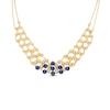 Thumbnail Image 0 of Navy Blue Enamel and Diamond-Cut Bead Bib Necklace in 14K Gold