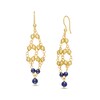 Navy Blue Enamel and Diamond-Cut Bead Drop Earrings in 14K Gold