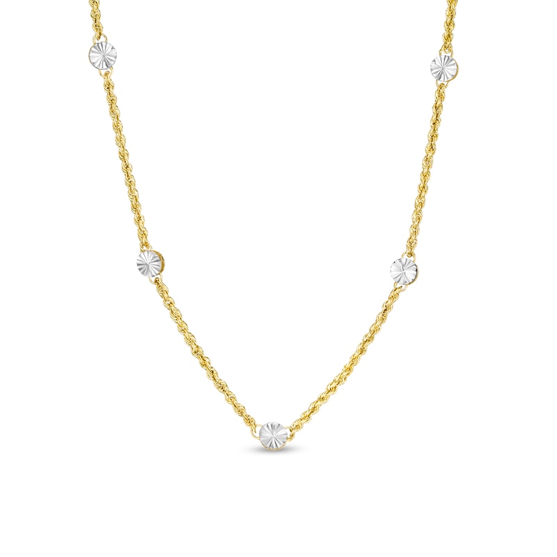 Diamond-Cut Disc Station Necklace in 10K Gold|Peoples Jewellers