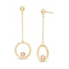 Thumbnail Image 0 of Circle and Bead Dangle Drop Earrings in 14K Two-Tone Gold