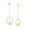 Circle and Bead Dangle Drop Earrings in 14K Two-Tone Gold