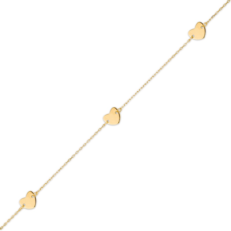 Heart Station Bracelet in 14K Gold - 7.25"|Peoples Jewellers