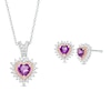 Thumbnail Image 0 of Amethyst and Lab-Created White Sapphire Heart Pendant and Stud Earrings Set in Sterling Silver and 14K Rose Gold Plate